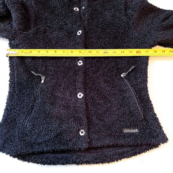 Ariat Fuzzy Black Snap Closure Fleece Jacket Size Small - Picture 7 of 12
